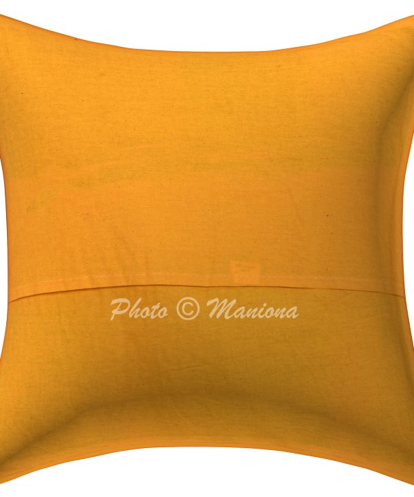 Alternative view of Yellow Floral and Fruit Kantha Cushion Cover -16 Inch