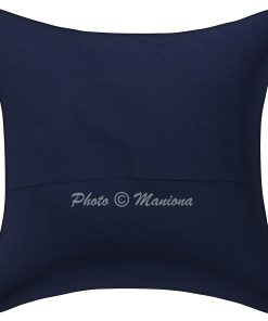 Alternative view of Dark Blue Floral and Fruit Kantha Cushion Cover -16 Inch