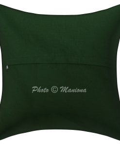 Alternative view of Dark Green Floral and Fruit Kantha Cushion Cover -16 Inch
