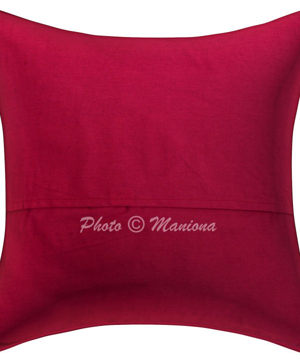 Alternative view of Dark Pink Floral and Fruit Kantha Cushion Cover -16 Inch
