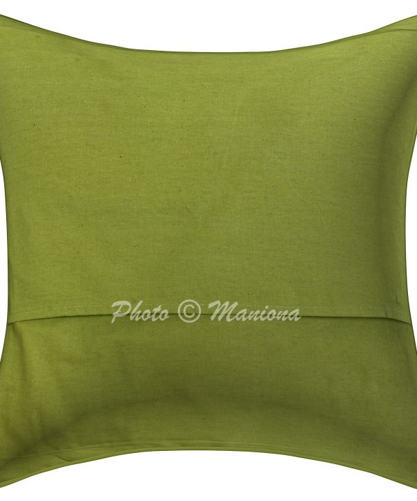 Alternative view of Parrot Green Floral and Fruit Kantha Cushion Cover -16 Inch