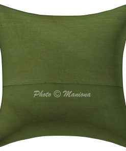 Alternative view of Bottle Green Floral and Fruit Kantha Cushion Cover - 16 Inch
