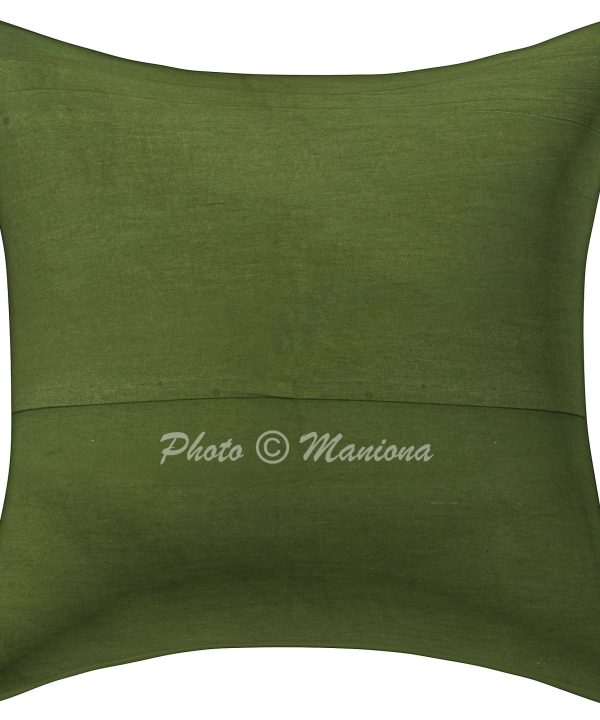 Alternative view of Bottle Green Floral and Fruit Kantha Cushion Cover - 16 Inch