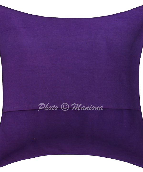 Alternative view of Purple Floral and Fruit Kantha Cushion Cover - 16 Inch