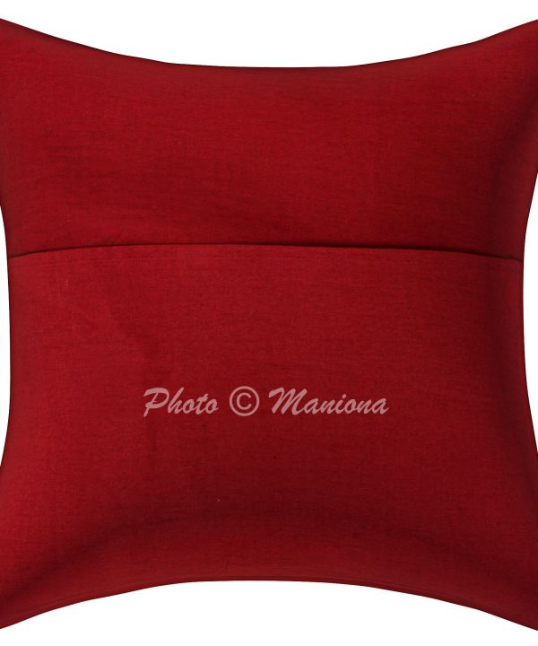 Alternative view of Dark Red Floral and Fruit Kantha Cushion Cover - 16 Inch