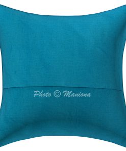 Alternative view of Light Blue Floral and Fruit Kantha Cushion Cover -16 Inch