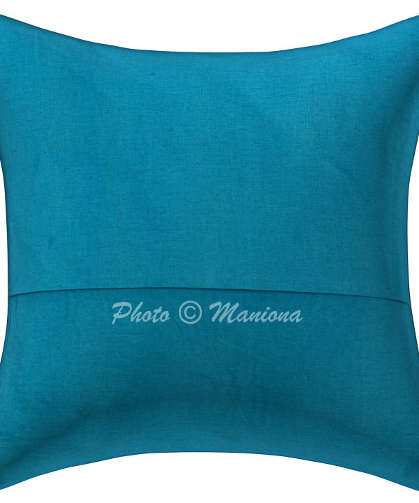 Alternative view of Light Blue Floral and Fruit Kantha Cushion Cover -16 Inch