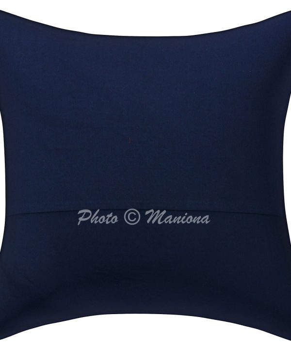 Alternative view of Dark Blue Paisley Kantha Cushion Cover -16 Inch