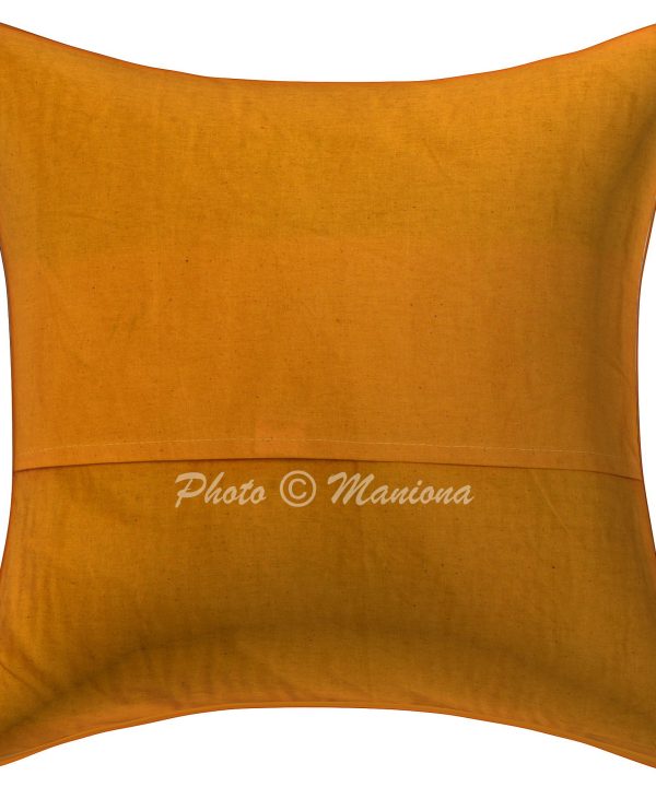 Alternative view of Yellow Paisley Kantha Cushion Cover -16 Inch