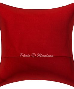 Alternative view of Set of 2 - Dark Red Paisley Ikat Print Kantha Cushion Cover -16 Inch