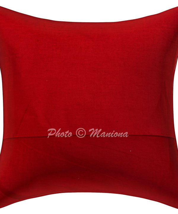 Alternative view of Set of 2 - Dark Red Paisley Ikat Print Kantha Cushion Cover -16 Inch