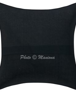 Alternative view of Black Paisley Ikat Print Kantha Cushion Cover -16X16 Inch