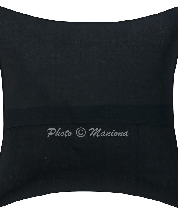 Alternative view of Black Paisley Ikat Print Kantha Cushion Cover -16X16 Inch
