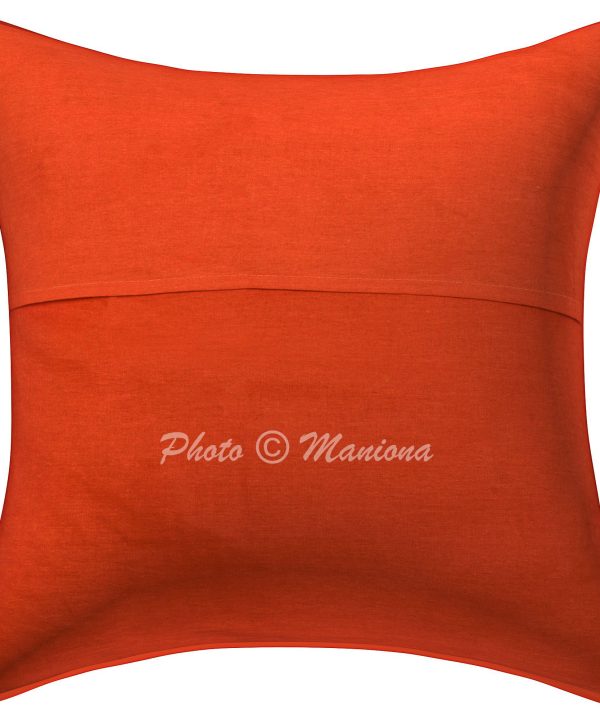Alternative view of Orange Paisley Ikat Print Kantha Cushion Cover -16 Inch