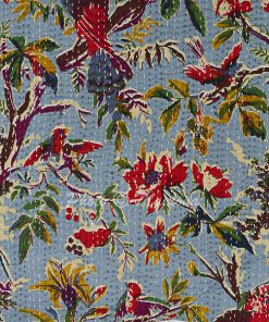 Alternative view of Blue Bird Print Kantha Cushion Cover -16 Inch