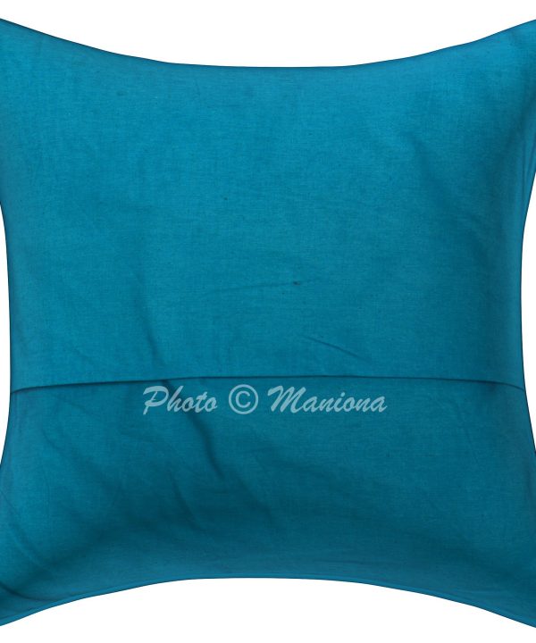 Alternative view of Turquoise Bird Print Kantha Cushion Cover -16 Inch