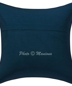 Alternative view of Dark Blue Bird Print Kantha Cushion Cover -16 Inch