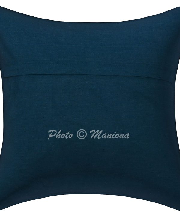 Alternative view of Dark Blue Bird Print Kantha Cushion Cover -16 Inch