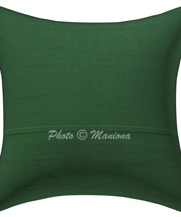Alternative view of Dark Green Bird Print Kantha Cushion Cover -16 Inch