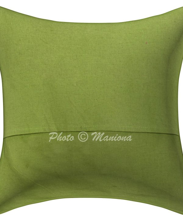 Alternative view of Parrot Green Bird Print Kantha Cushion Cover -16 Inch