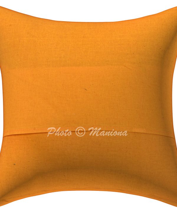 Alternative view of Mustard Yellow Ikat Print Kantha Cushion Cover -16 Inch