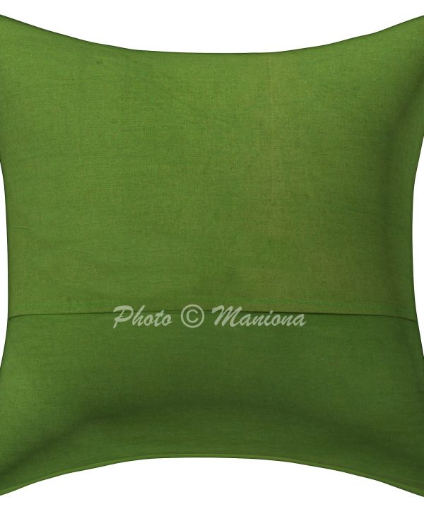 Alternative view of Green Ikat Print Kantha Cushion Cover -16 Inch