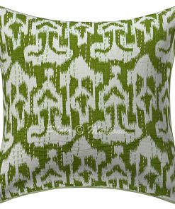 Alternative view of Set of 2 -Green Ikat Print Kantha Cushion Cover -16 Inch