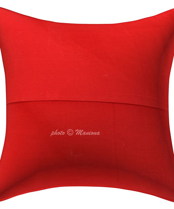 Alternative view of Red Ikat Print Kantha Cushion Cover -16 Inch