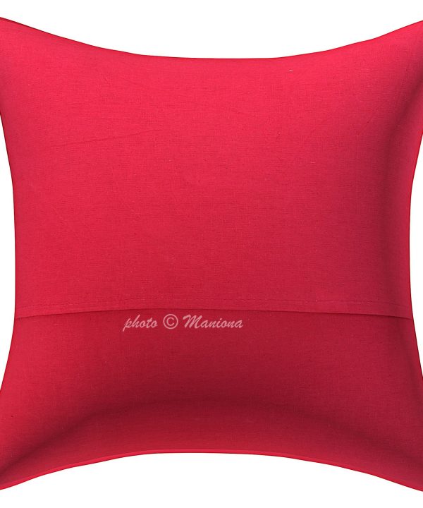 Alternative view of Red Paisley Print Kantha Cushion Cover -16 Inch