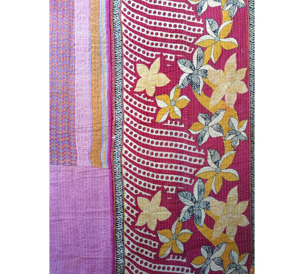 Vintage Sari Kantha Quilt - Vintage Kantha Quilts, Throw Blankets ...