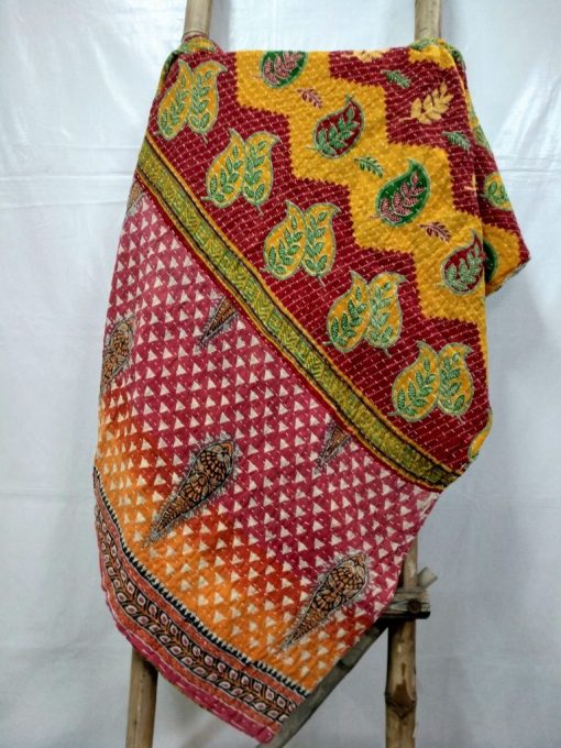 paisley twin leaf kantha