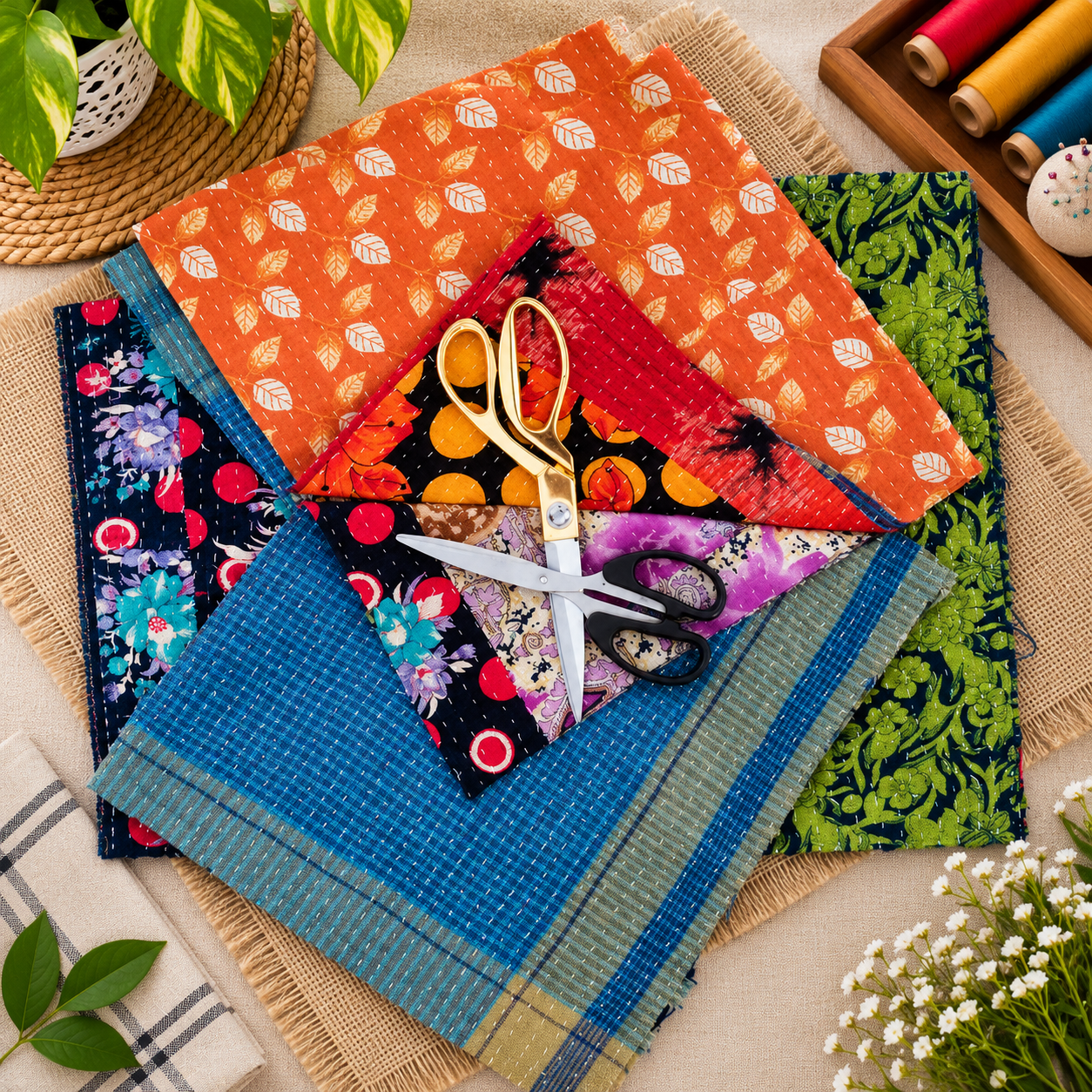 Soft Kantha Scrap Fabric - 450 grms