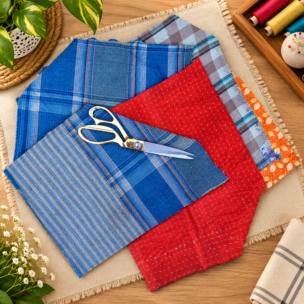 Kantha Patches Scrap for craft making -250 grms