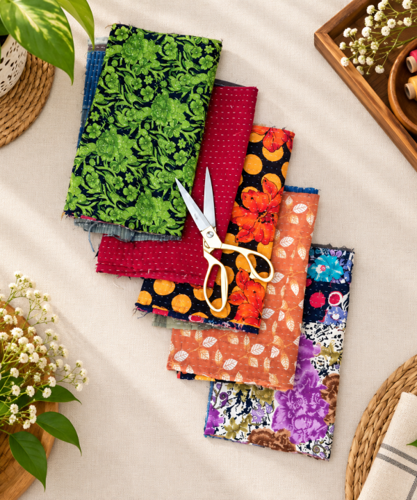 200 grms Kantha Embroidered Scrap Lot