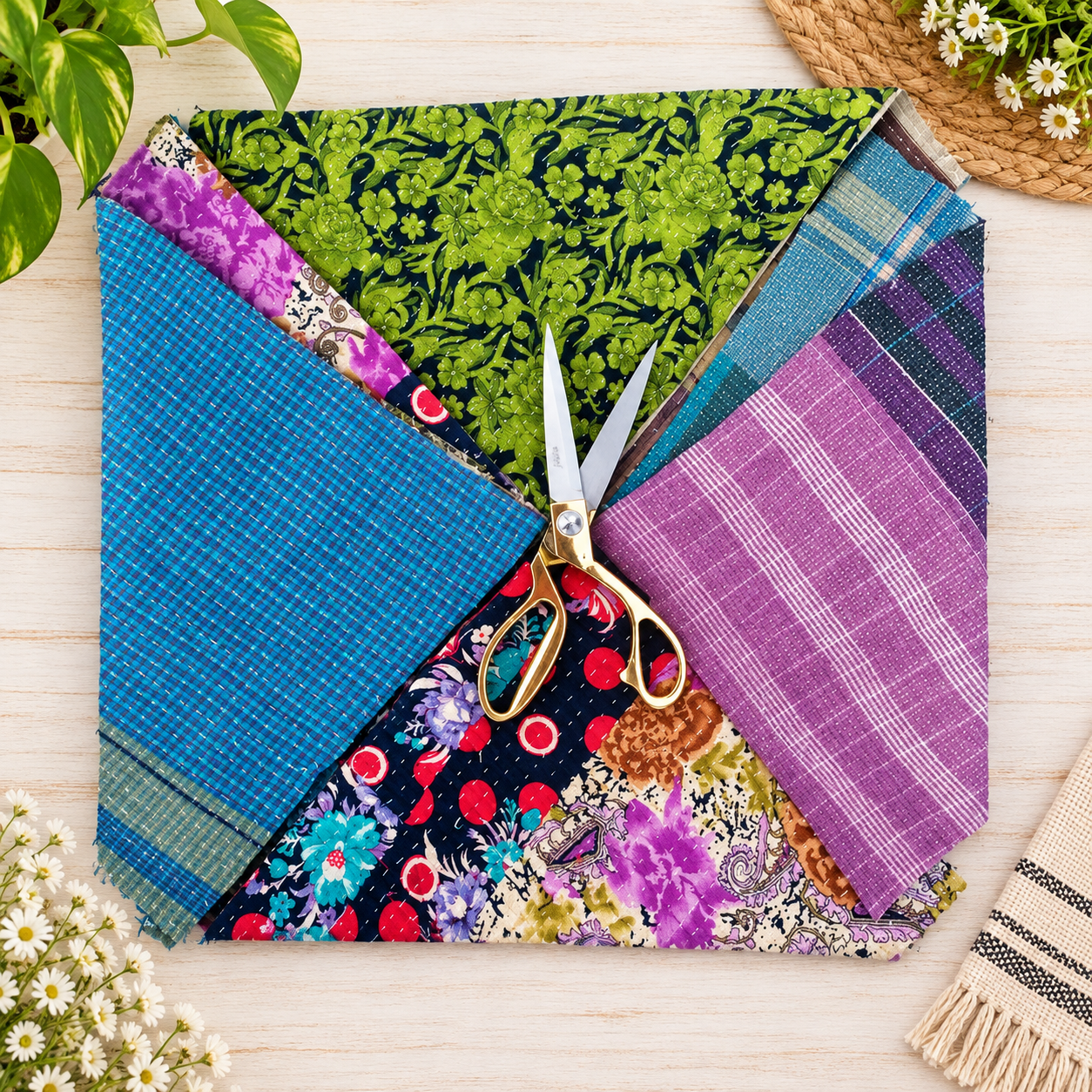 Kantha Quilt Scrap for Craft Making - 3 kg