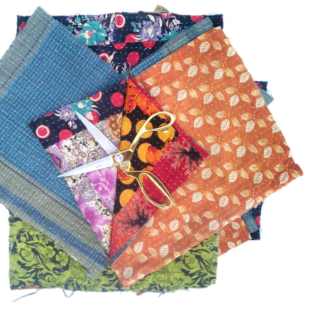Kantha Remnants Fabric Scrap by Vintage Kantha Quilt