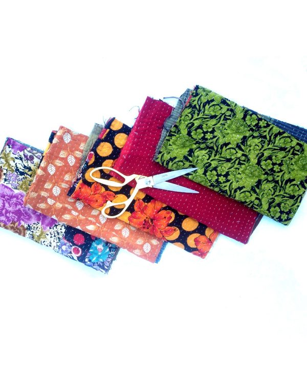 Vintage Kantha Quilt Scrap Lot