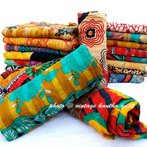 Vintage Kantha Throw Wholesale Rama Vintage Kantha Quilt Lot