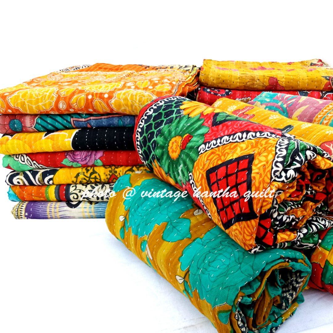 Vintage Kantha Quilt Throw Alkanshi Vintage Kantha Quilt lot