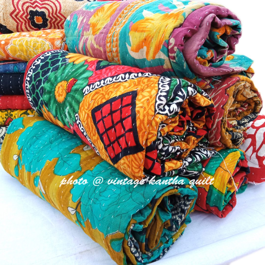 Indian Handmade Kantha Quilt Makki Vintage Kantha Quilt Lot