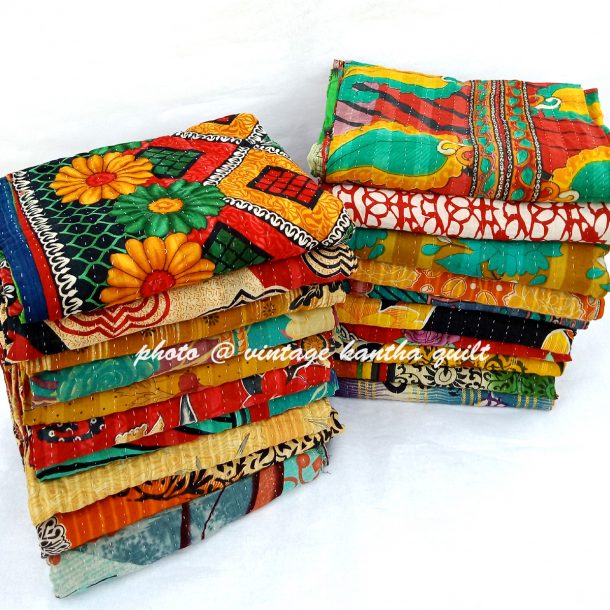 Vintage Kantha Quilt by Jyoti Kantha Throws and Blankets