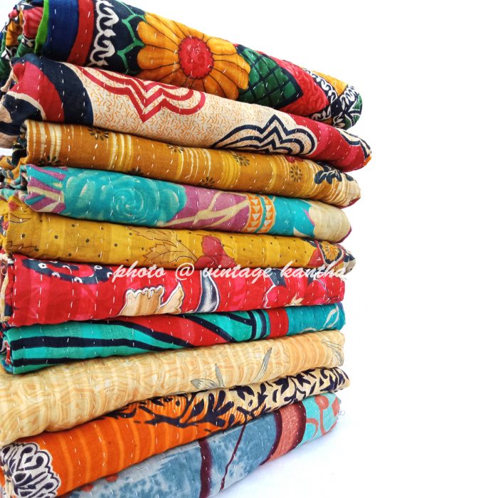 Shop Online Kantha Quilt Wholesale 3 layered Kantha Throw