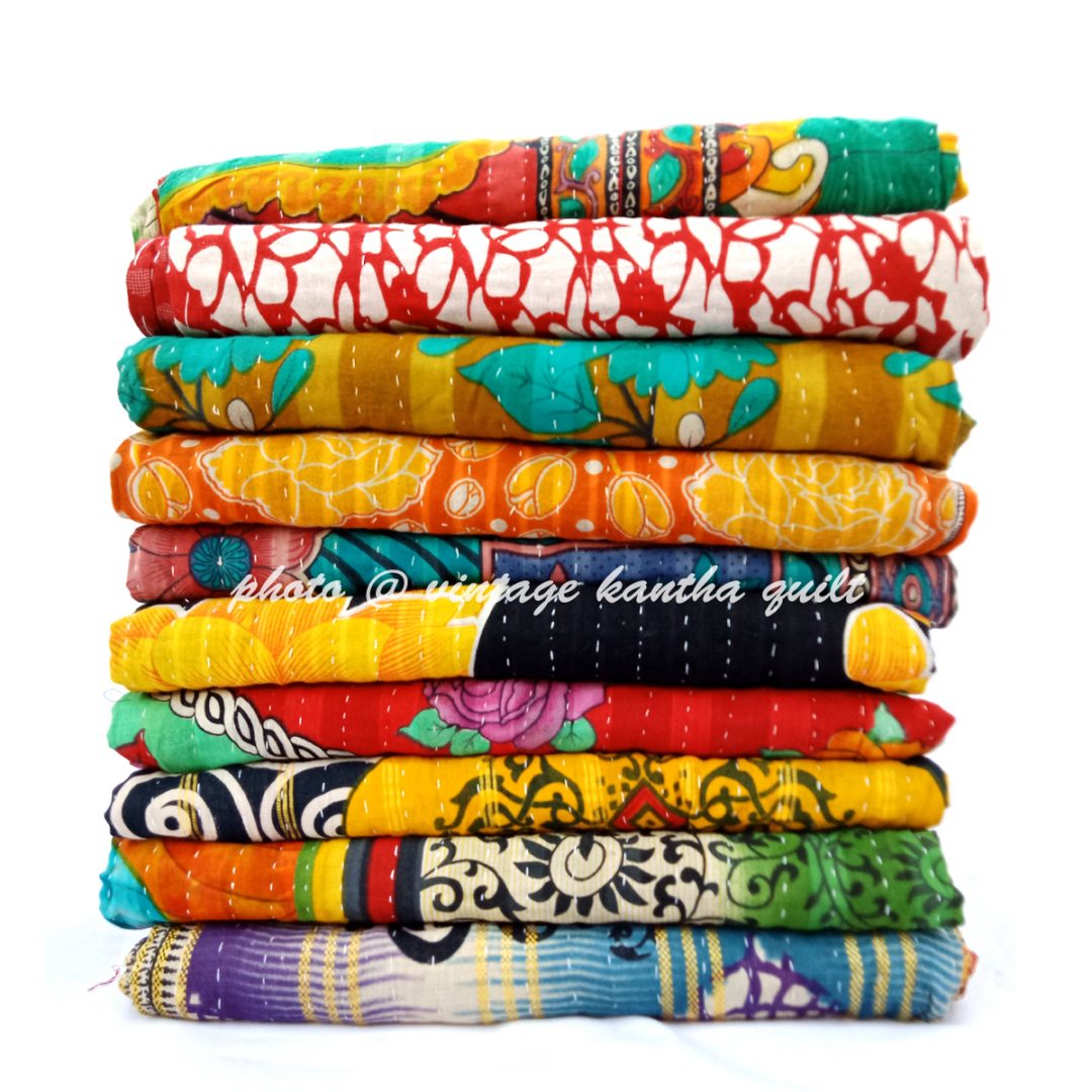 Buy Vintage Kantha Throw by Vintage Kantha Quilt and Throws