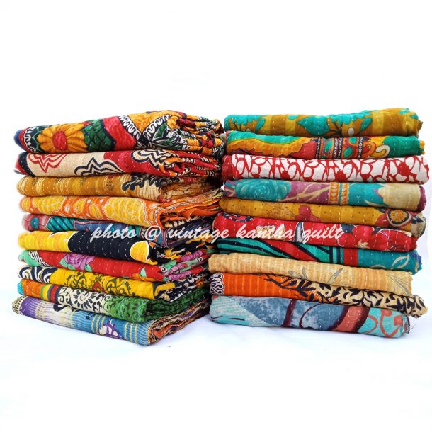 Kantha Reversible Throw Kantha Throws and Blankets