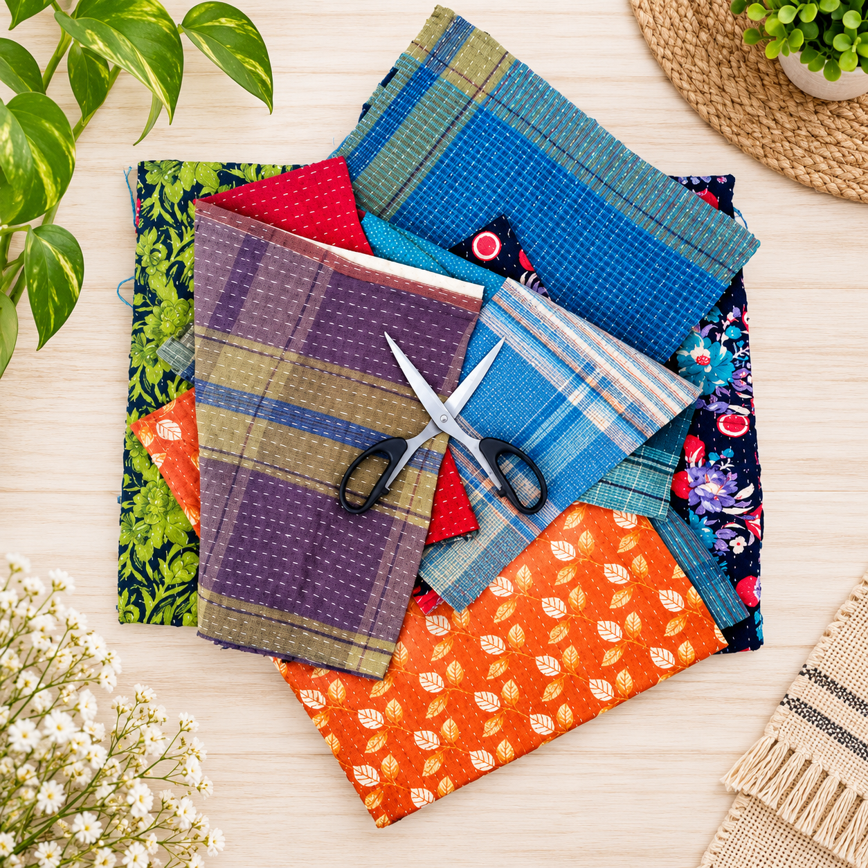 Quilted Kantha Handmade Scrap - 2kg
