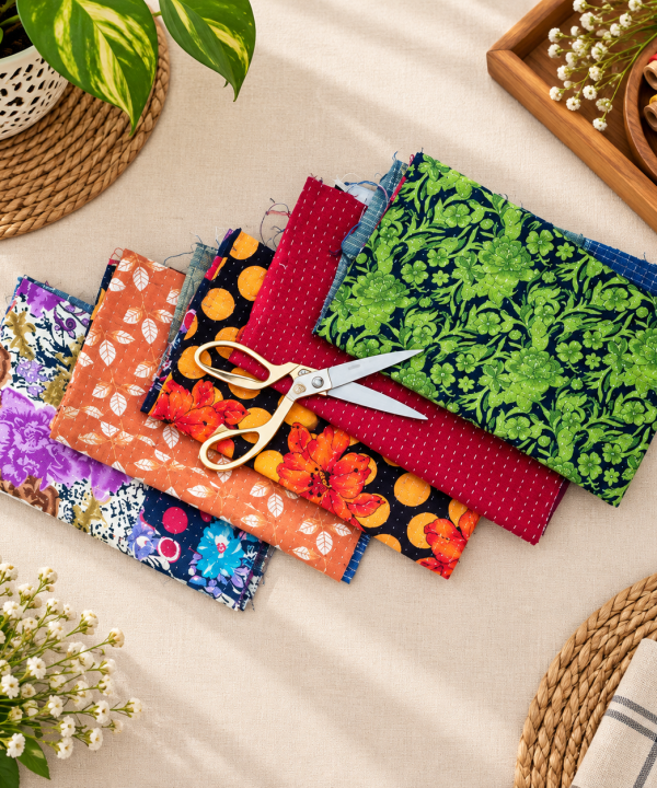 300 grms Vintage Kantha Quilt Scrap Lot
