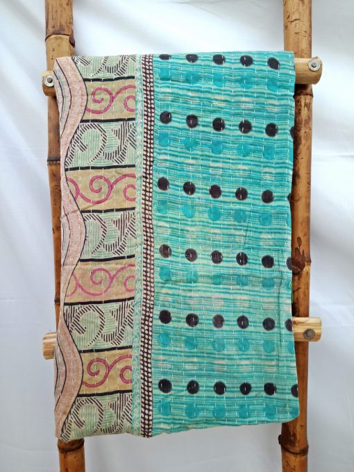 Polka Dot Kantha Handmade Quilt