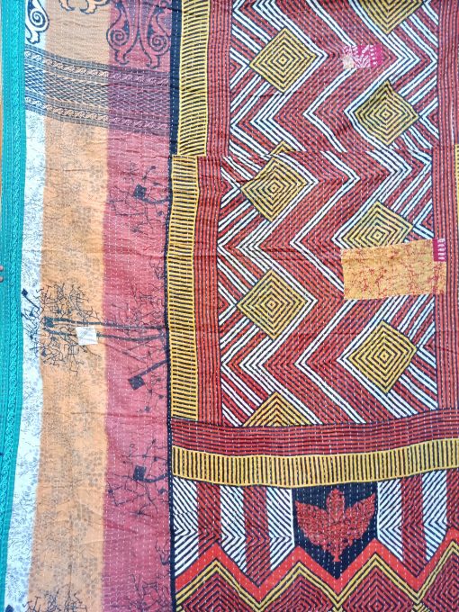 geometric kantha throw