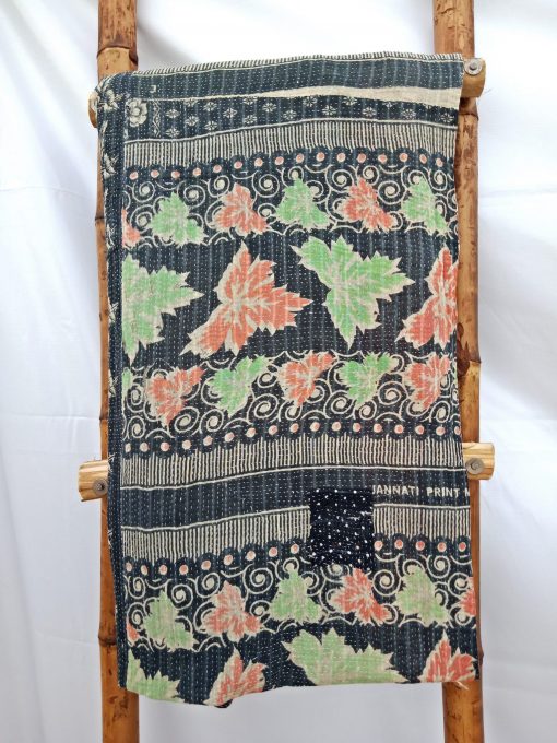 black Kantha Quilt by Samira