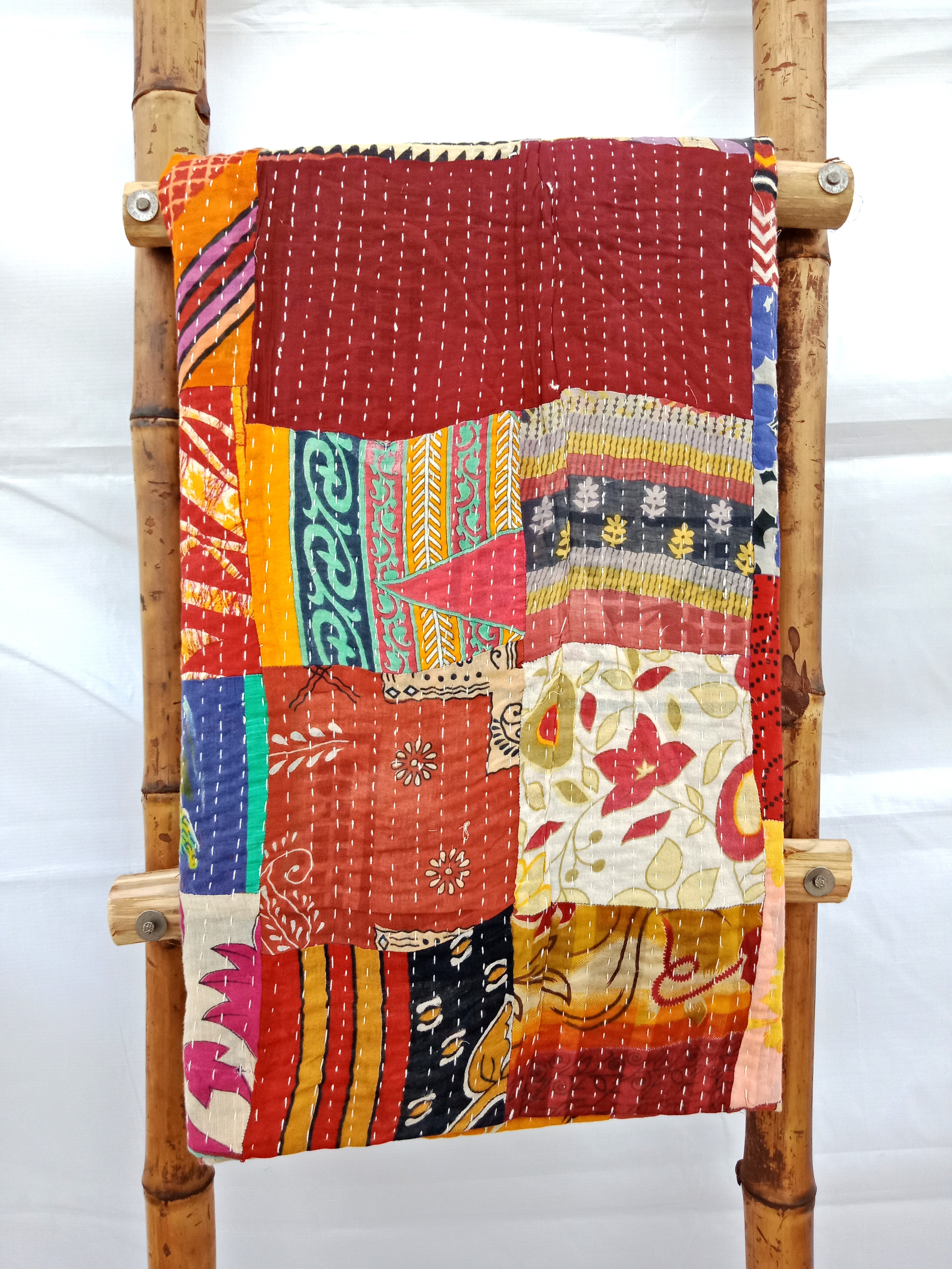 Handmade Sari Patchwork Kantha Quilt Vintage Kantha Quilt